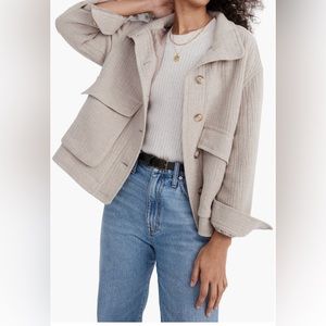 Madewell crop jacket size M in heathered oatmeal.
